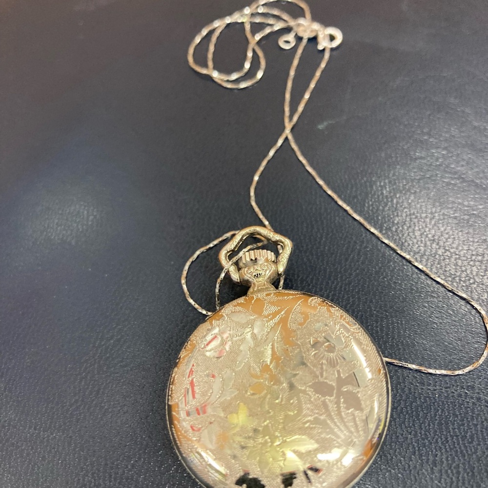 Elegant Silver Pocket Watch Pendant